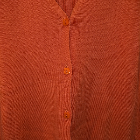 Dana Buchman 100% Cotton Ribbed Knit Soft Orange Cardigan Size XL - Picture 4 of 9